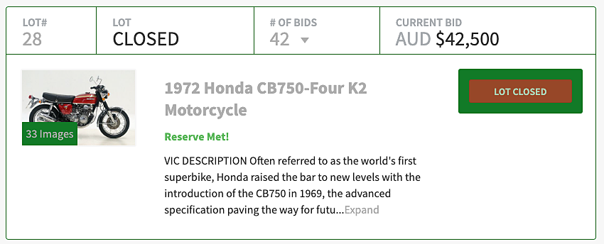 Honda
              cb750 auction